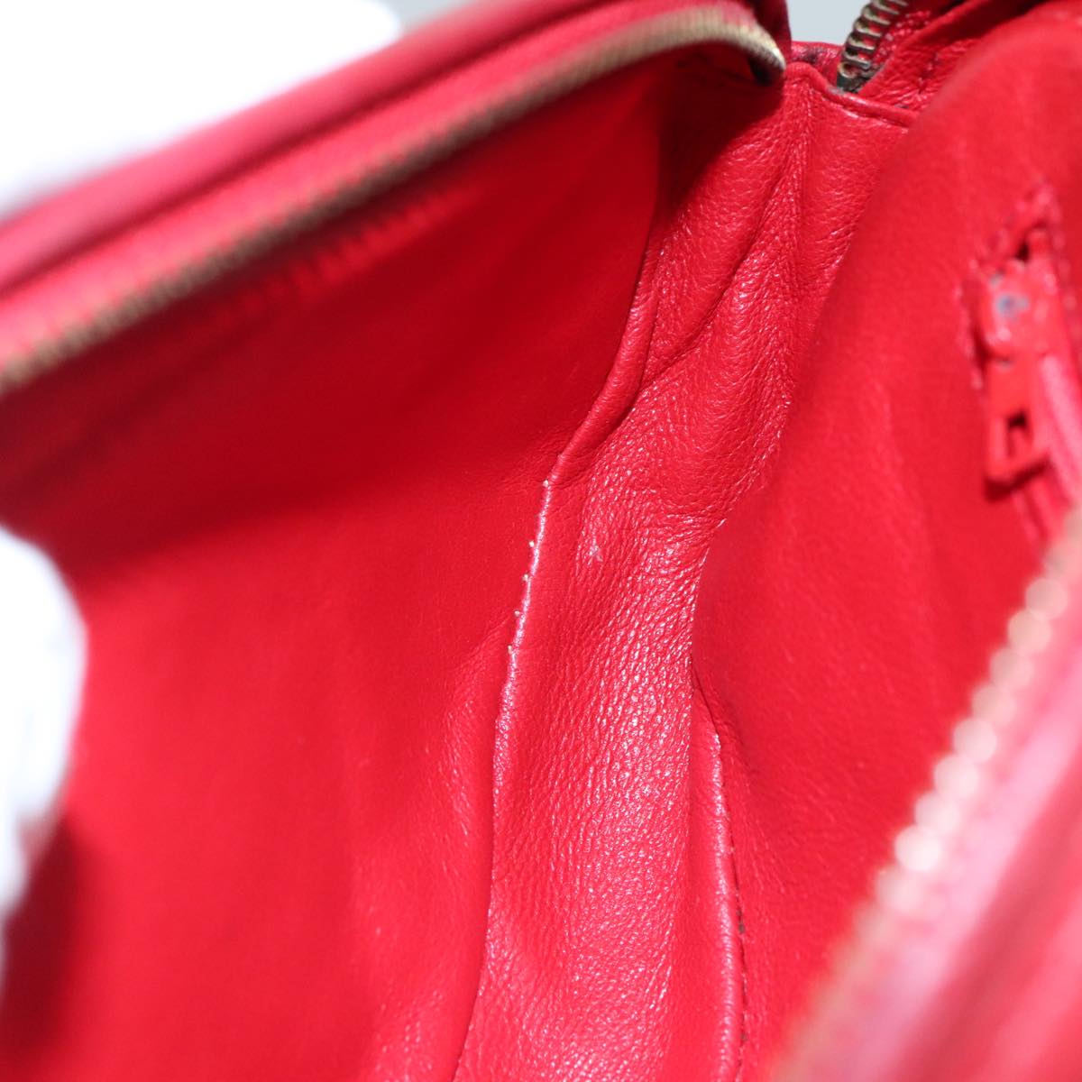 CHANEL Matelasse Pouch Lamb Skin Red CC bs21620