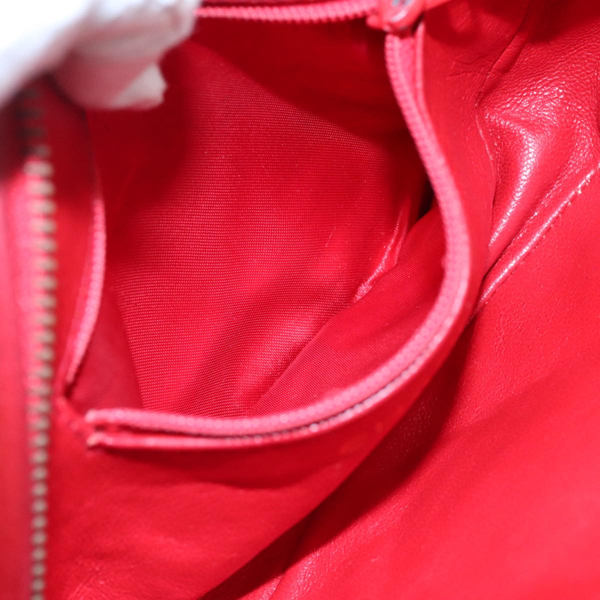 CHANEL Matelasse Pouch Lamb Skin Red CC bs21620
