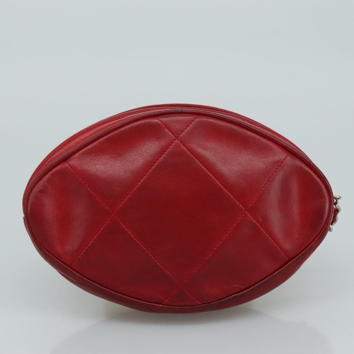 CHANEL Matelasse Pouch Lamb Skin Red CC bs21620