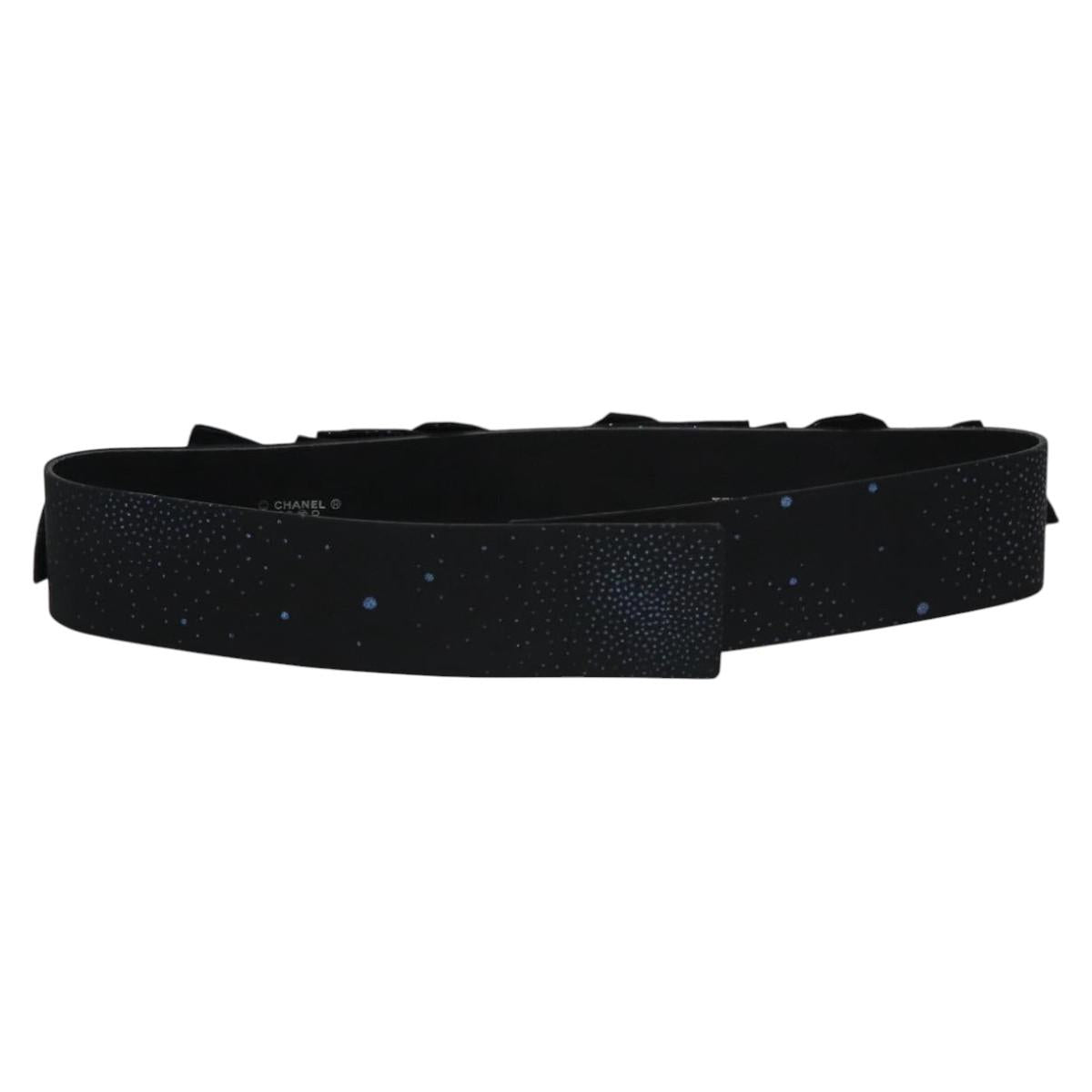 CHANEL Belt Leather 29.9"" Black CC bs21650