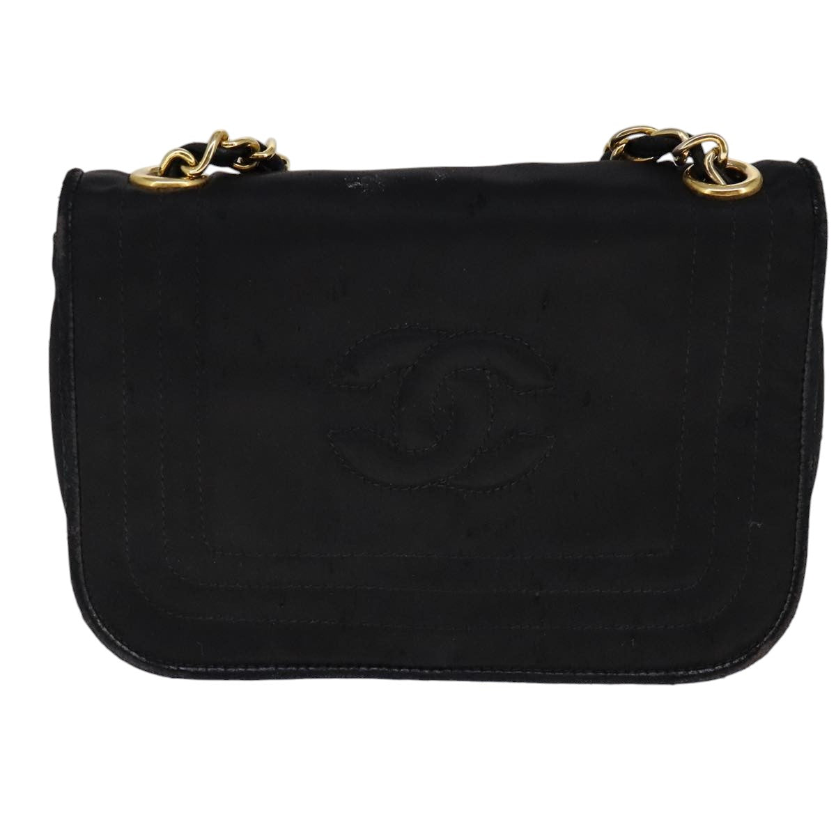 CHANEL COCO Mark Chain Shoulder Bag Nylon Black Gold CC bs21662