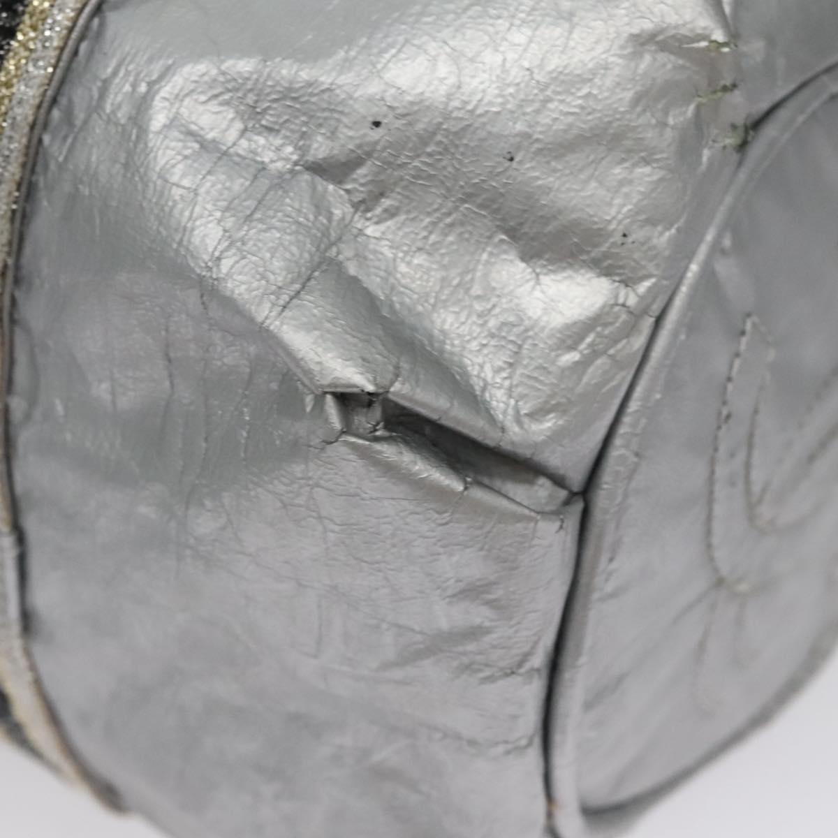 CHANEL Sports Hand Bag Coated Canvas Silver CC bs21669