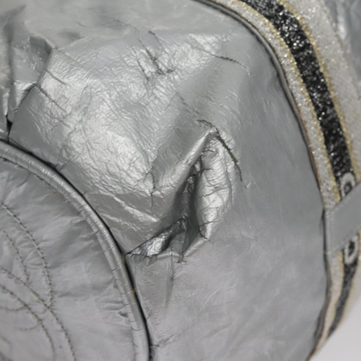 CHANEL Sports Hand Bag Coated Canvas Silver CC bs21669