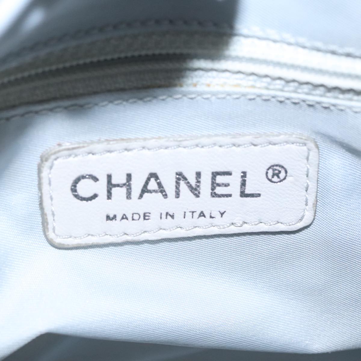 CHANEL Sports Hand Bag Coated Canvas Silver CC bs21669