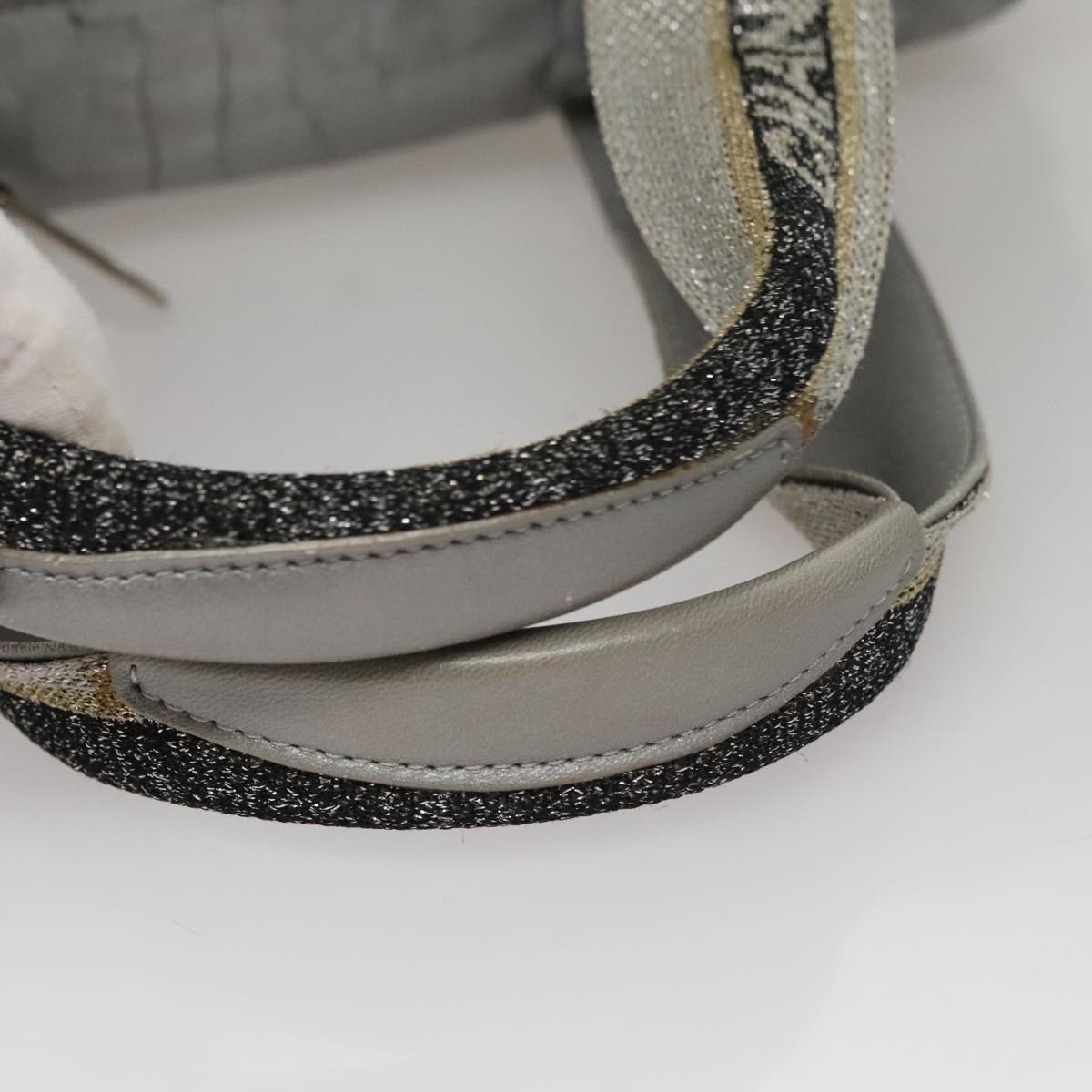 CHANEL Sports Hand Bag Coated Canvas Silver CC bs21669