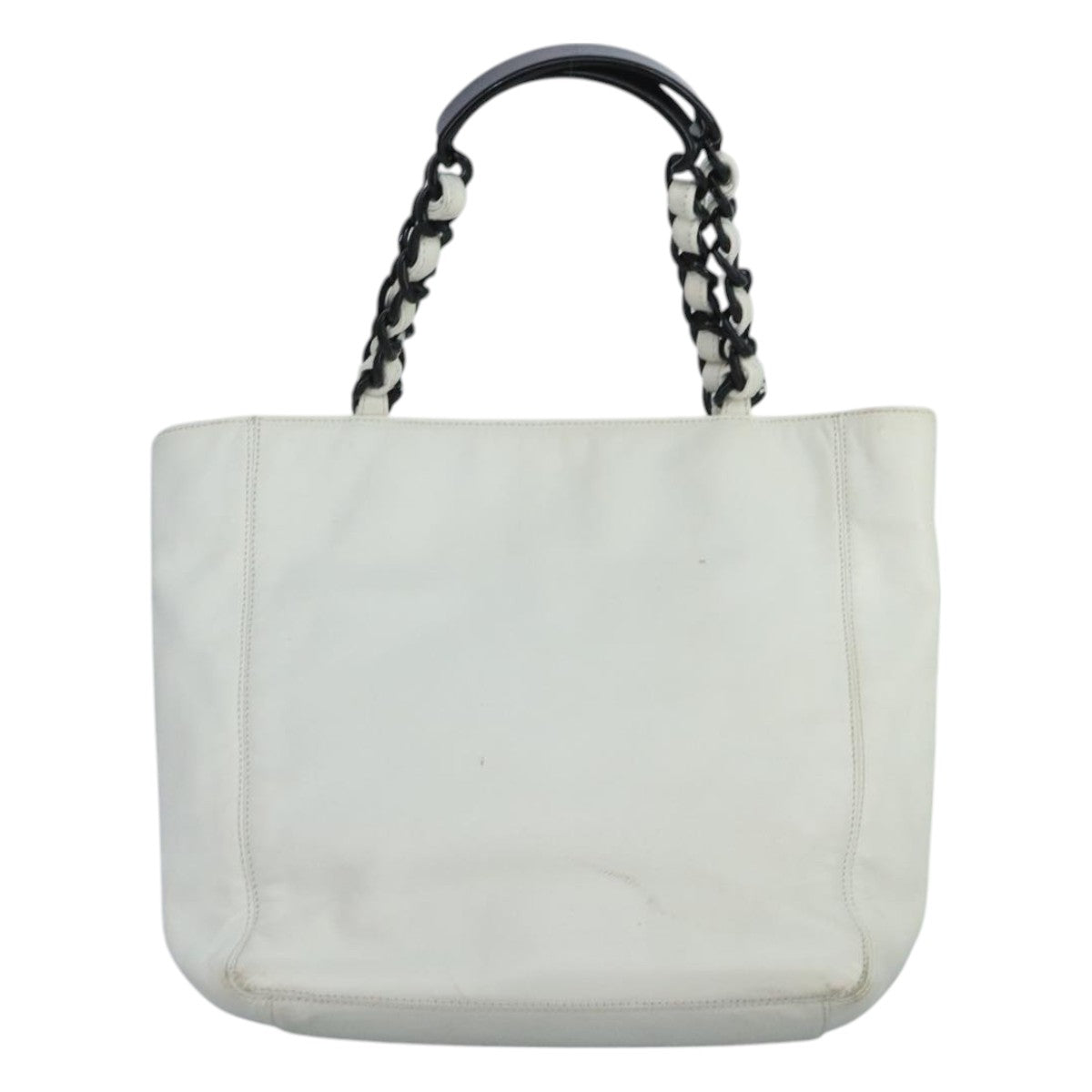 CHANEL Tote Bag Lamb Skin White CC bs21711