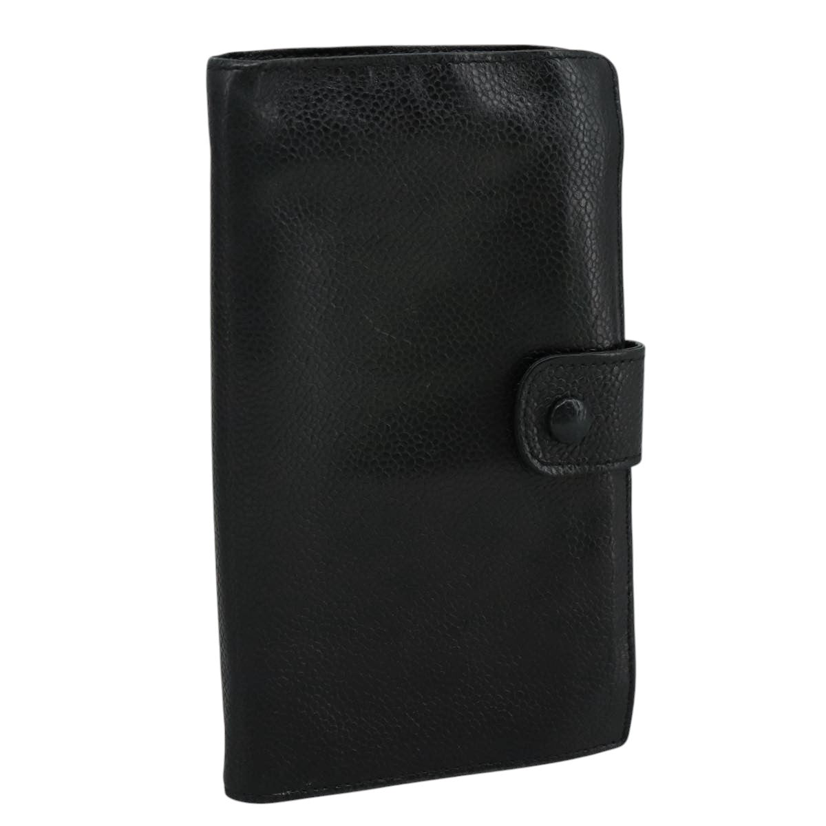 CHANEL Long Wallet Caviar Skin Black CC bs21729