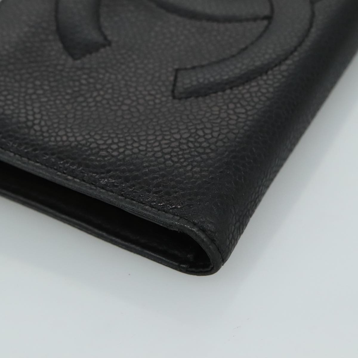 CHANEL Long Wallet Caviar Skin Black CC bs21729