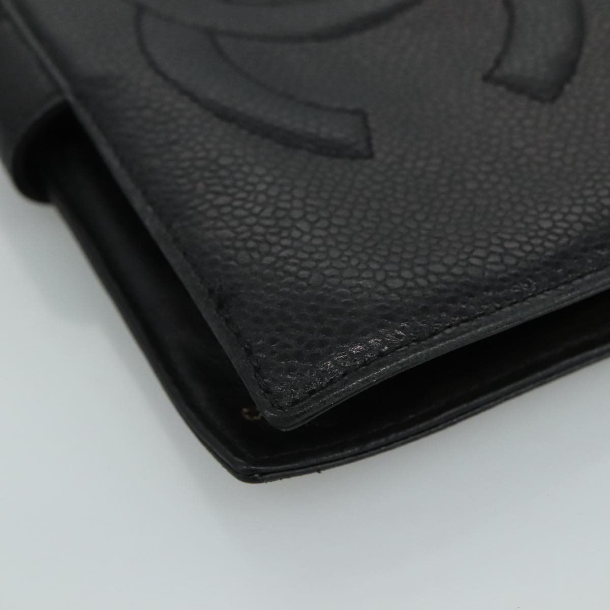 CHANEL Long Wallet Caviar Skin Black CC bs21729