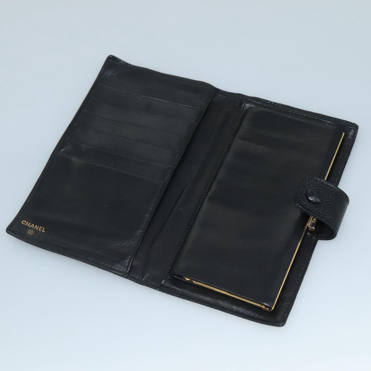 CHANEL Long Wallet Caviar Skin Black CC bs21729