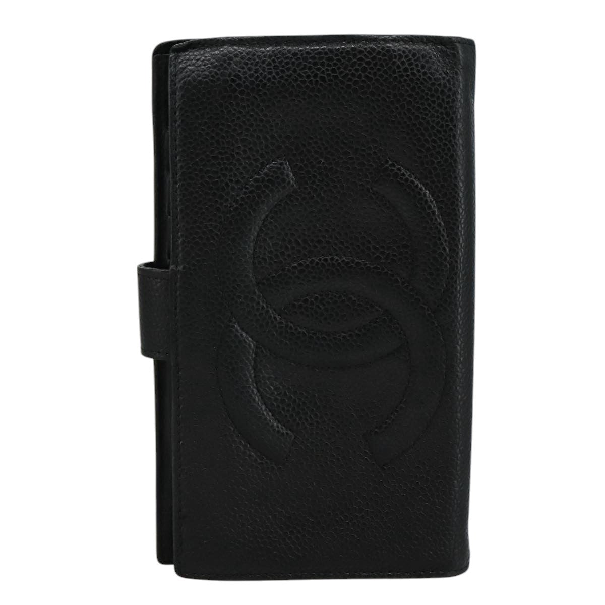 CHANEL Long Wallet Caviar Skin Black CC bs21729