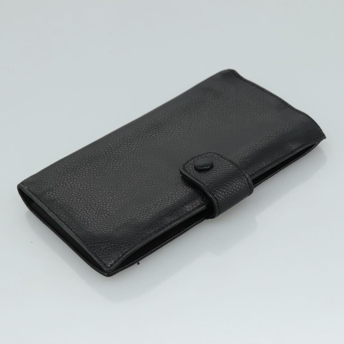 CHANEL Long Wallet Caviar Skin Black CC bs21729