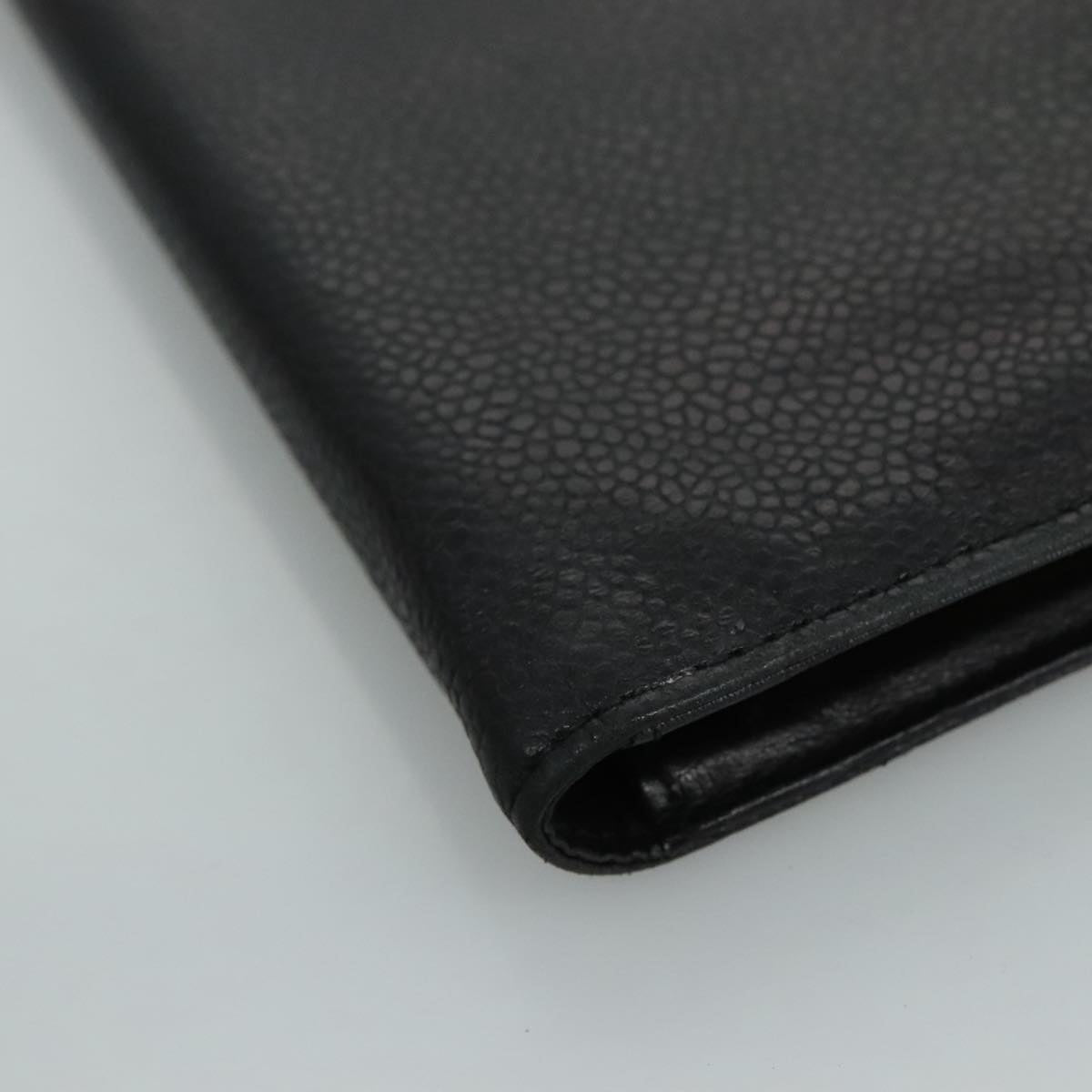 CHANEL Long Wallet Caviar Skin Black CC bs21729