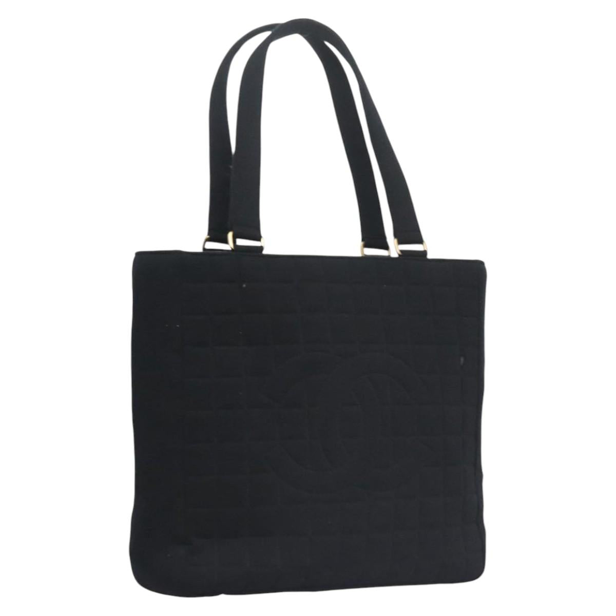 CHANEL Choco Bar Tote Bag Cotton Black CC bs21806
