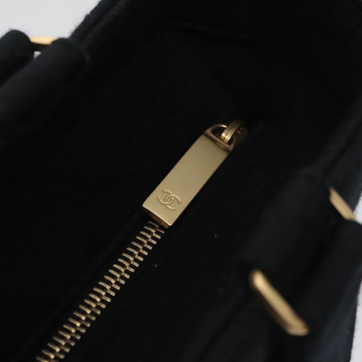 CHANEL Choco Bar Tote Bag Cotton Black CC bs21806