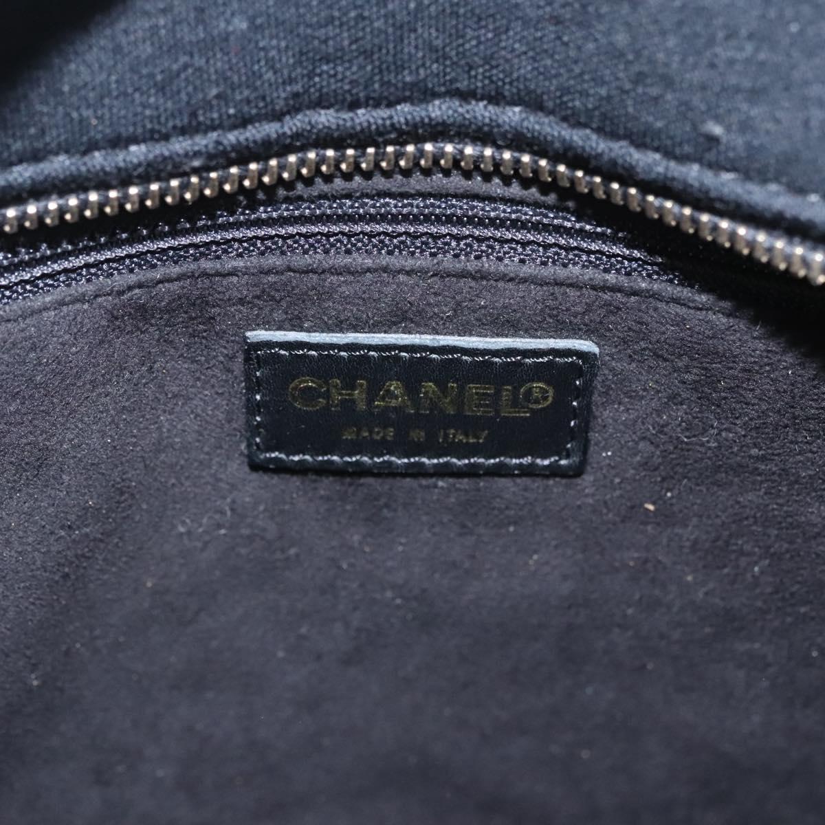 CHANEL Choco Bar Tote Bag Cotton Black CC bs21806
