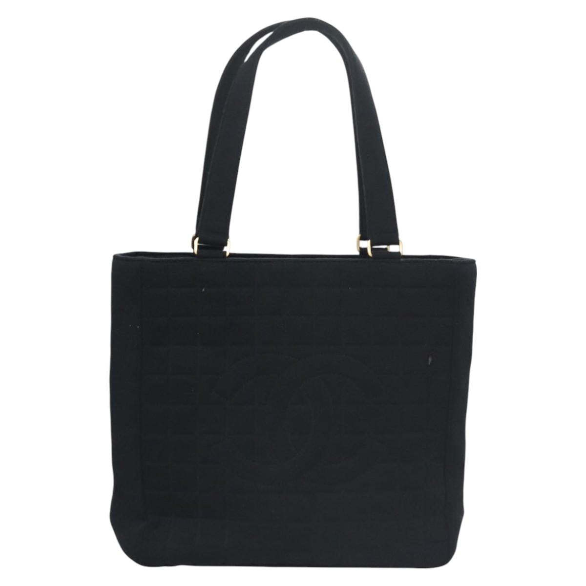 CHANEL Choco Bar Tote Bag Cotton Black CC bs21806