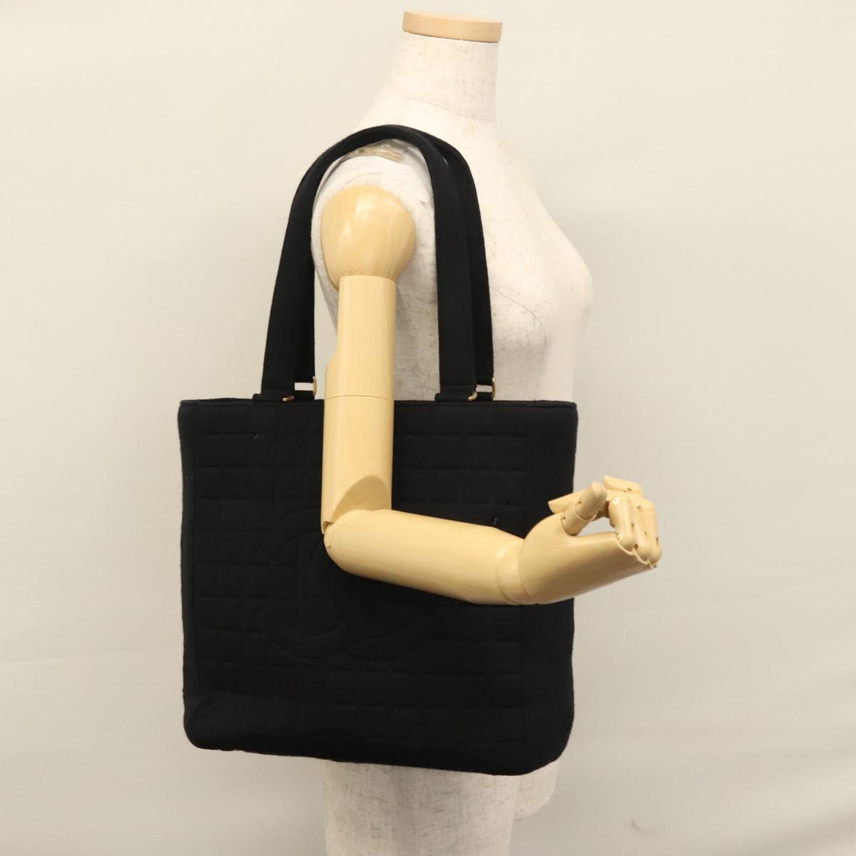 CHANEL Choco Bar Tote Bag Cotton Black CC bs21806