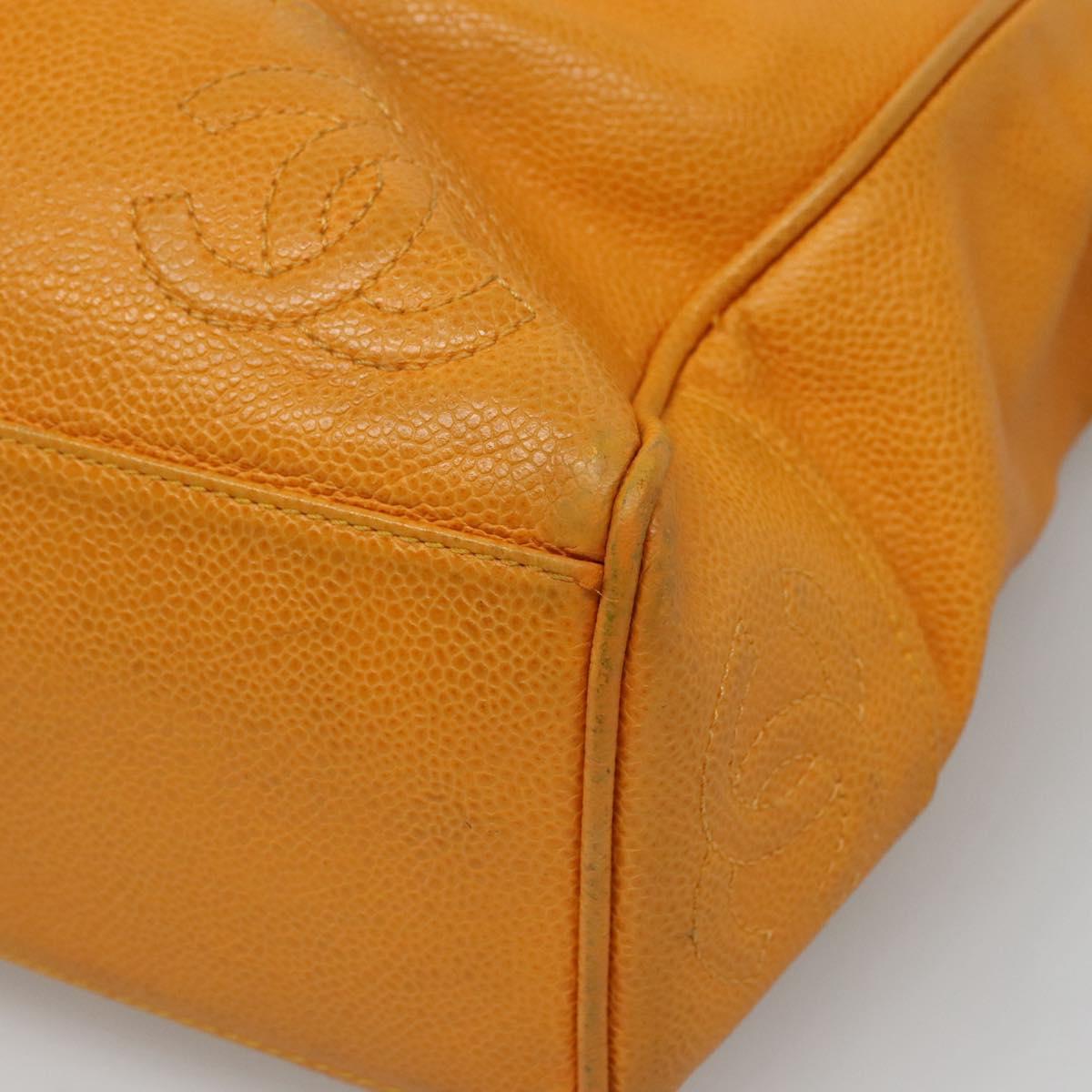 CHANEL Chain Shoulder Bag Caviar Skin Yellow CC bs21807
