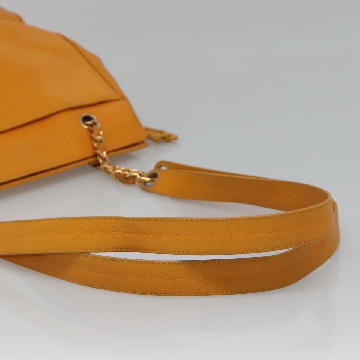 CHANEL Chain Shoulder Bag Caviar Skin Yellow CC bs21807
