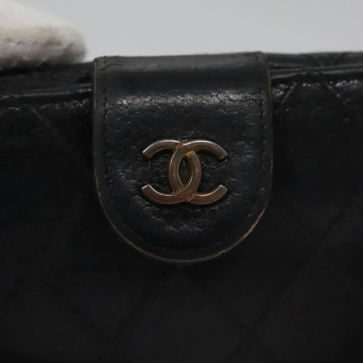 CHANEL Bicolore Wallet Leather Black Gold CC bs21857