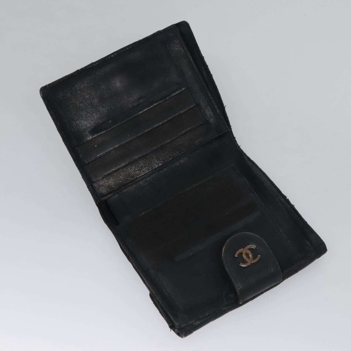 CHANEL Bicolore Wallet Leather Black Gold CC bs21857