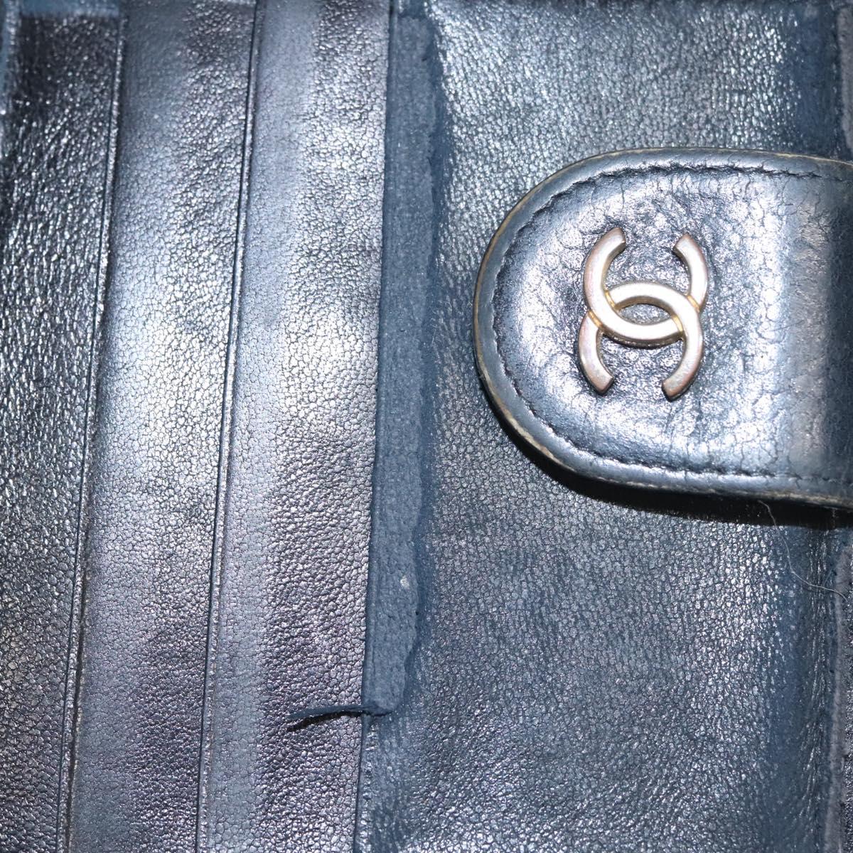 CHANEL Bicolore Wallet Leather Black Gold CC bs21857
