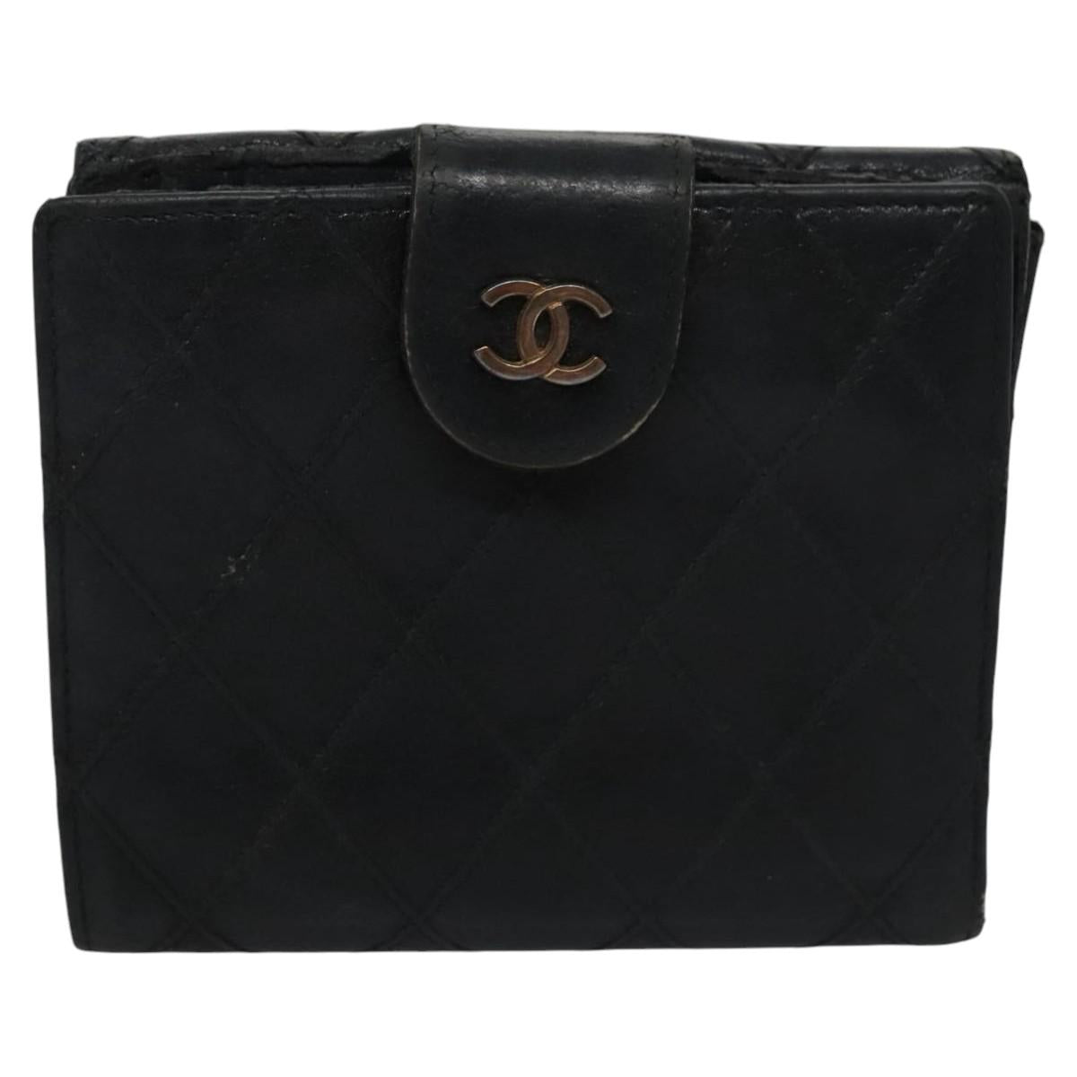 CHANEL Bicolore Wallet Leather Black Gold CC bs21857
