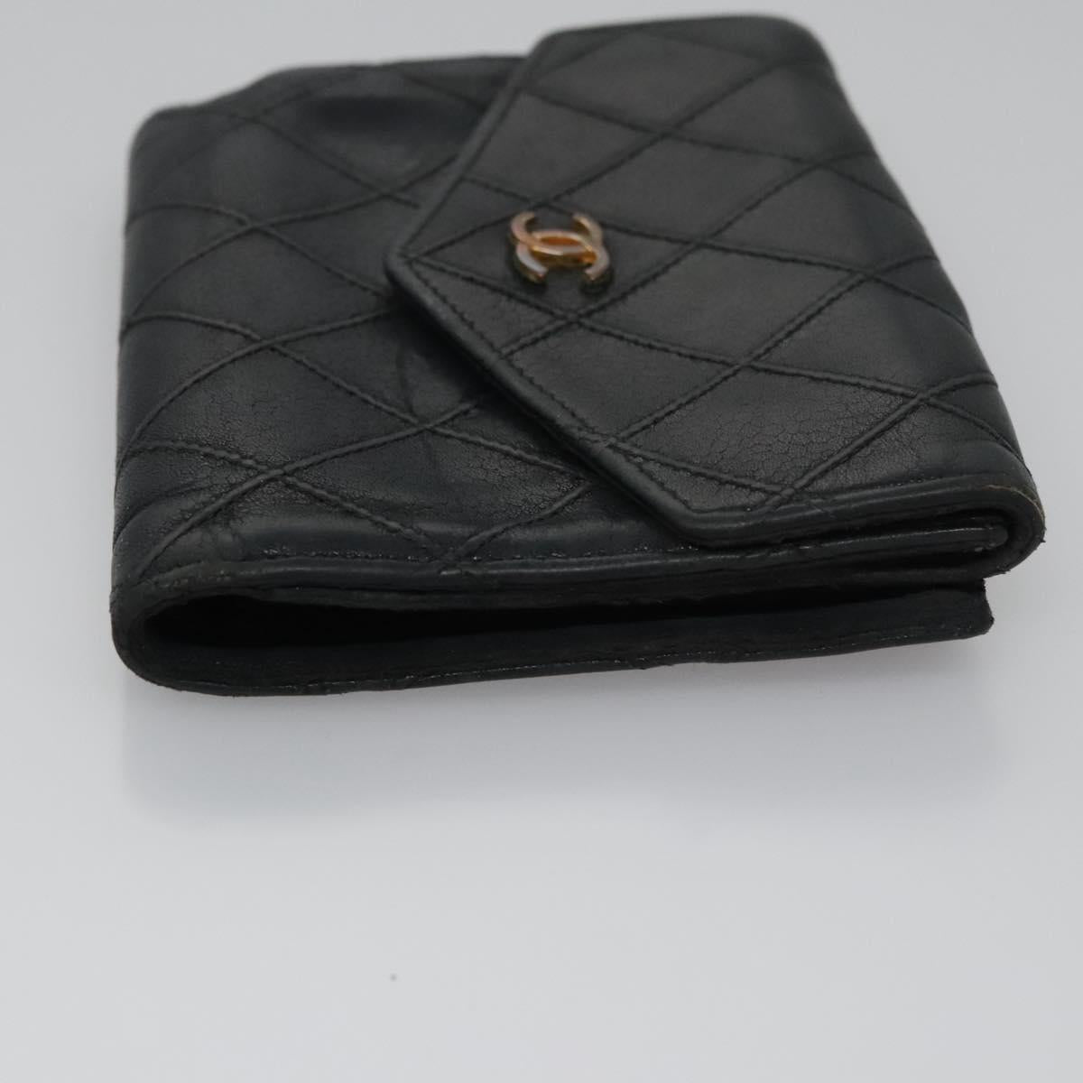 CHANEL Bicolore Wallet Leather Black Gold CC bs21857