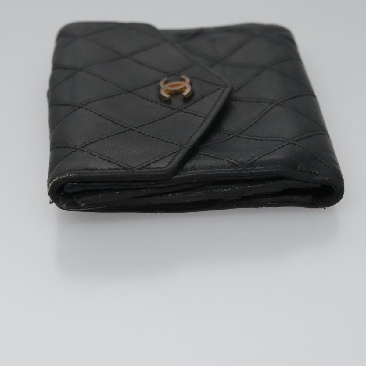 CHANEL Bicolore Wallet Leather Black Gold CC bs21857
