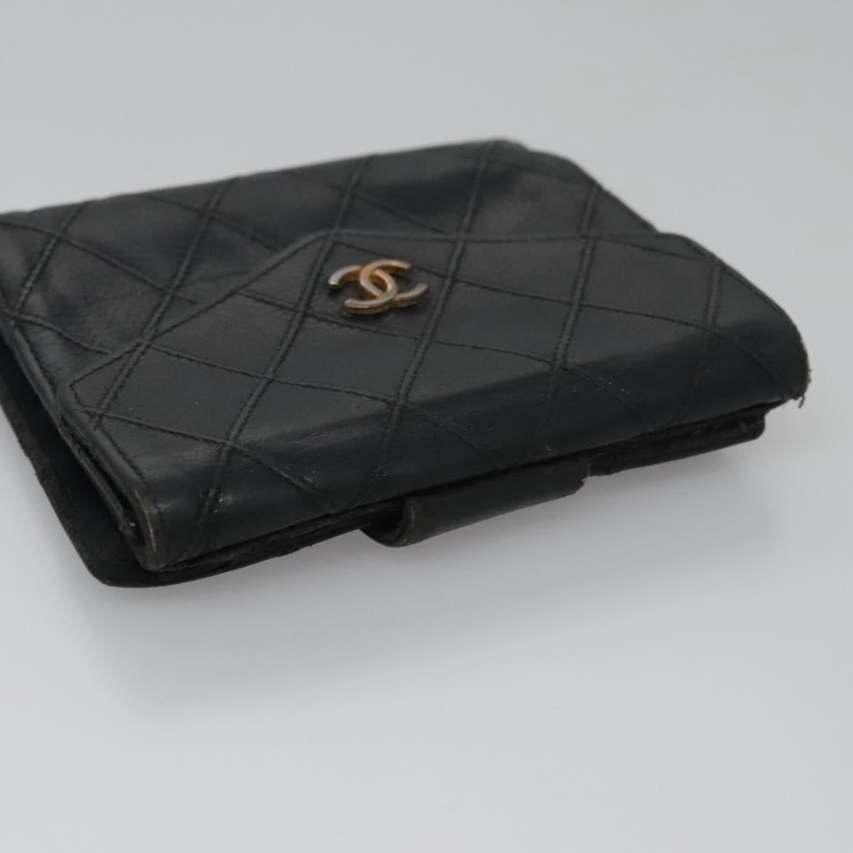 CHANEL Bicolore Wallet Leather Black Gold CC bs21857