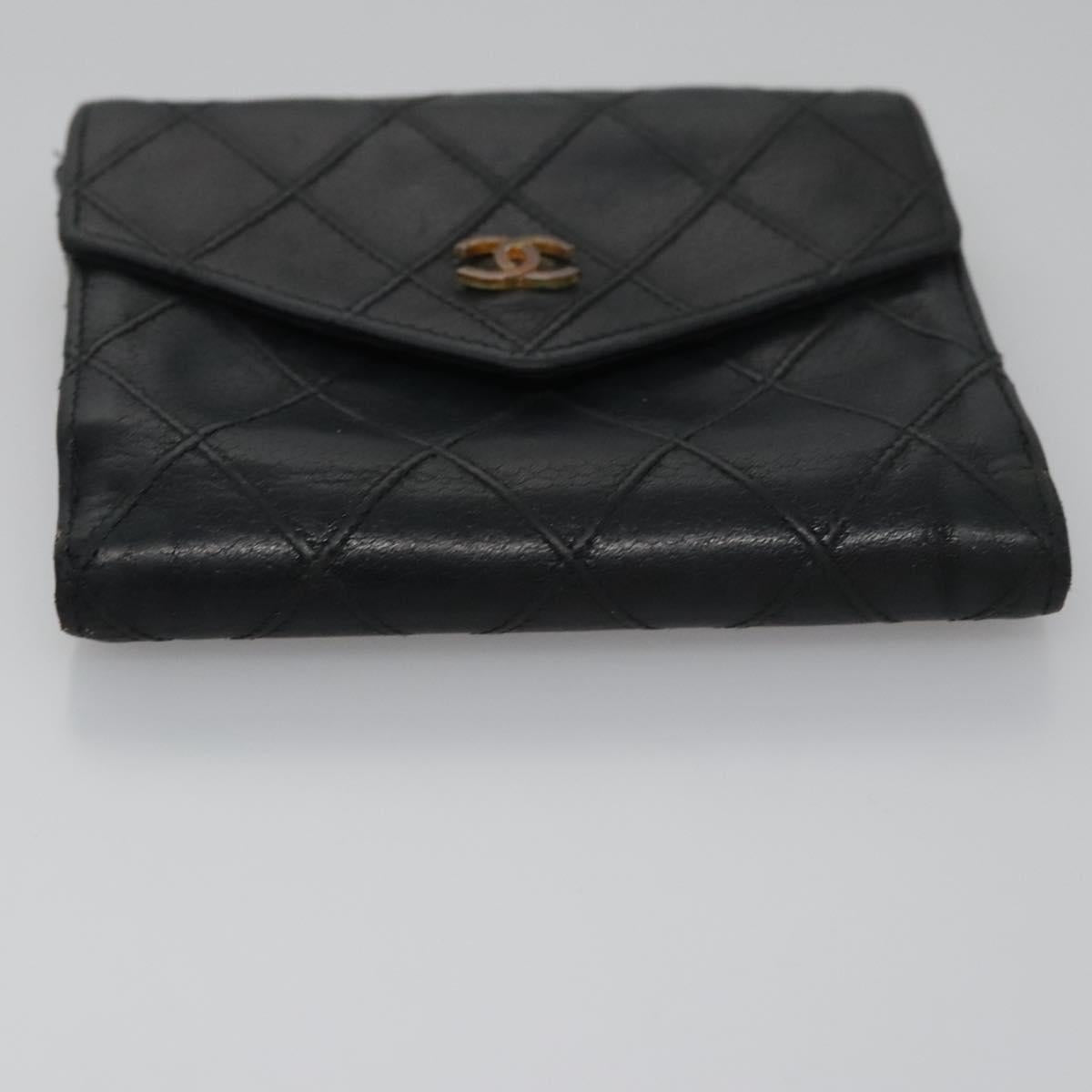 CHANEL Bicolore Wallet Leather Black Gold CC bs21857