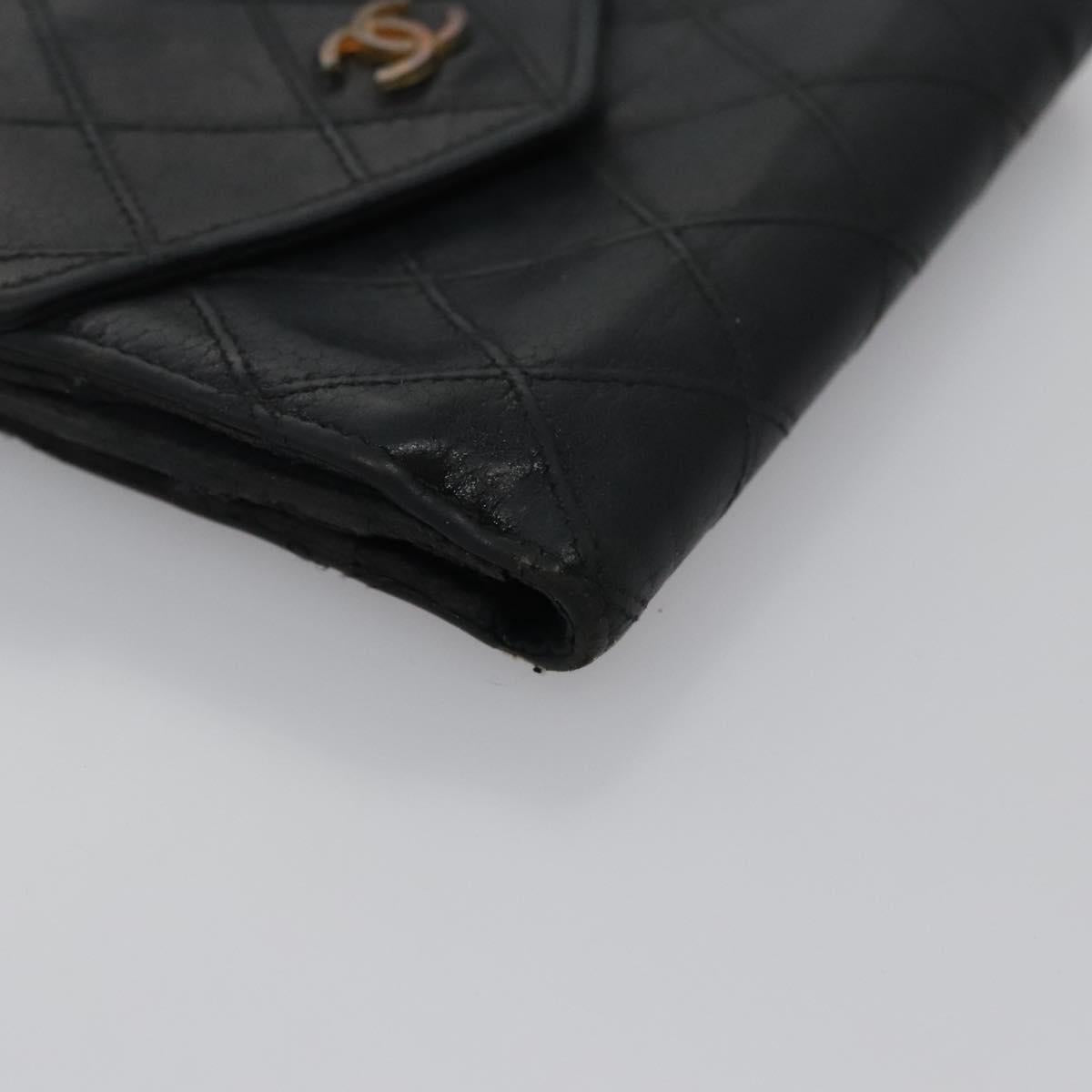 CHANEL Bicolore Wallet Leather Black Gold CC bs21857