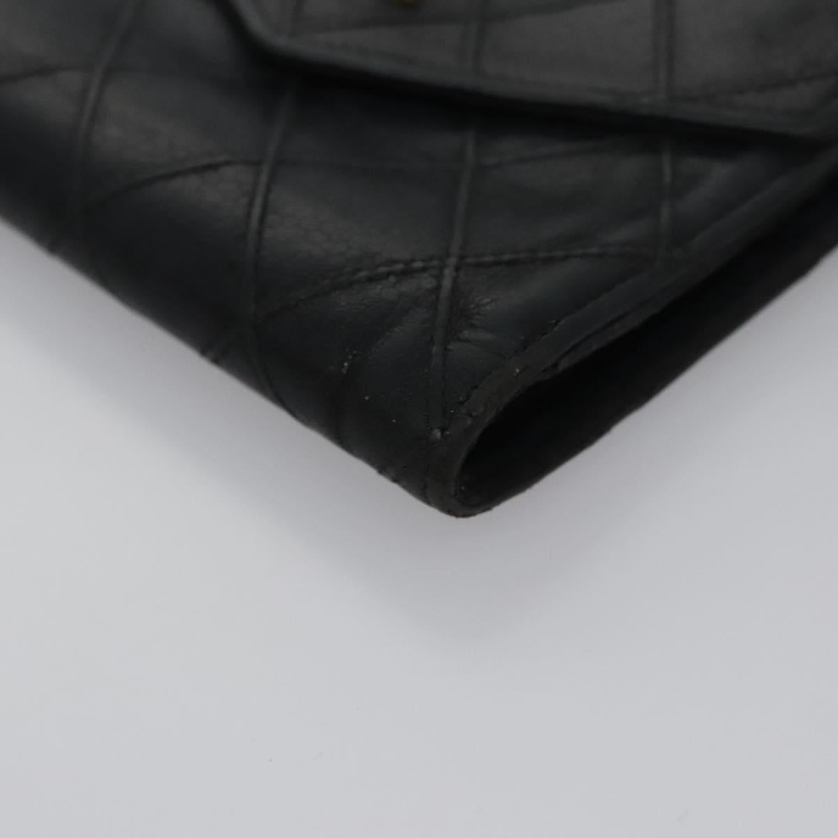 CHANEL Bicolore Wallet Leather Black Gold CC bs21857
