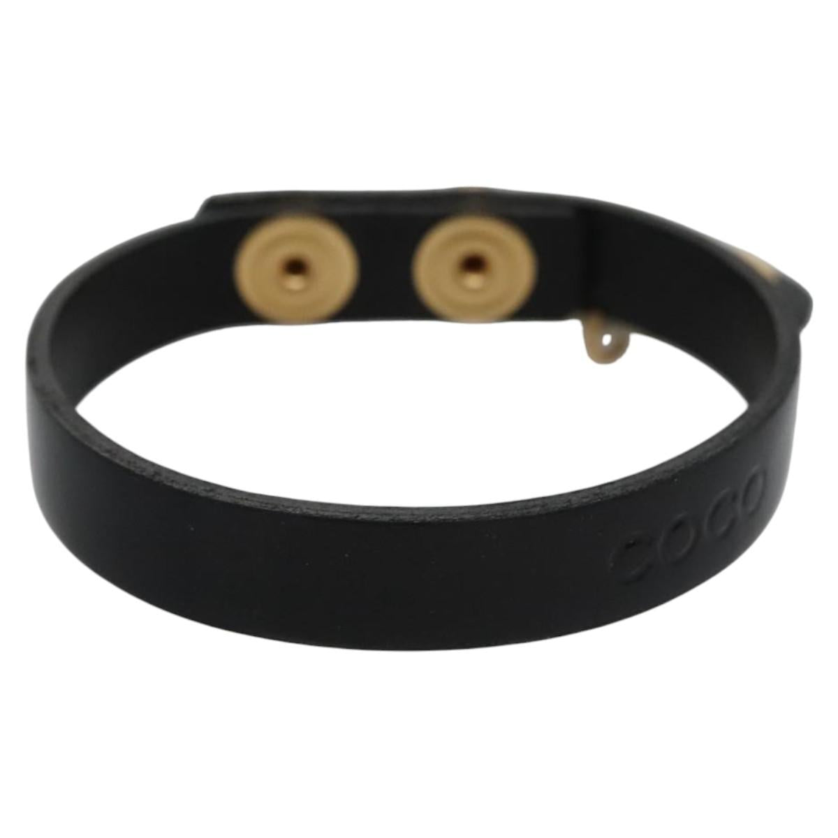 CHANEL Bracelet Leather Black Gold CC bs21865