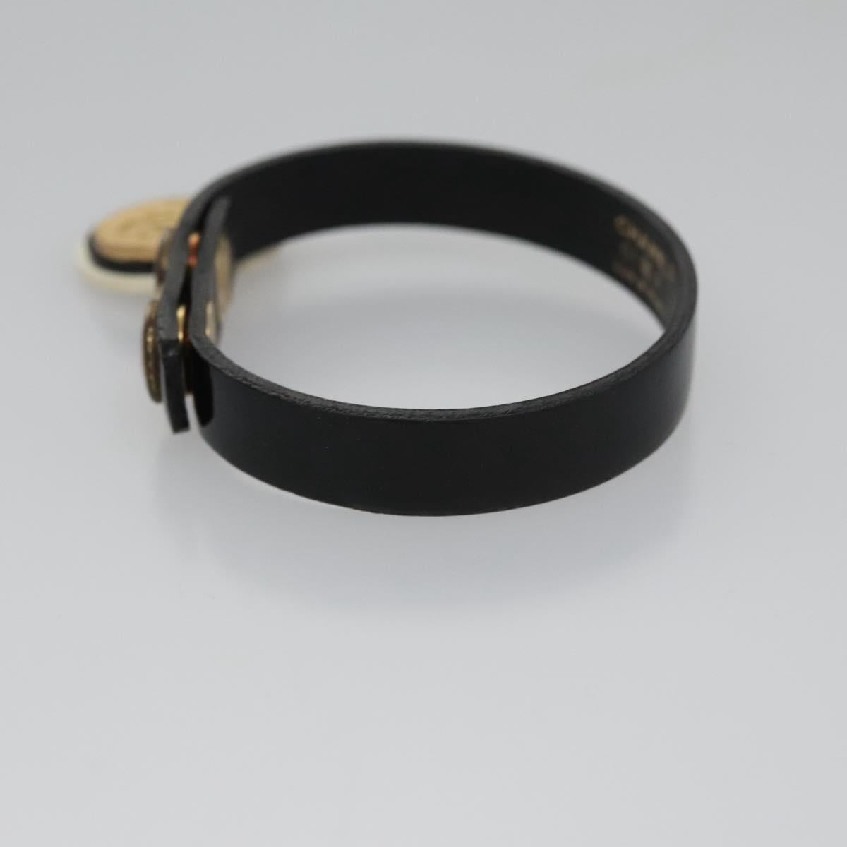 CHANEL Bracelet Leather Black Gold CC bs21865