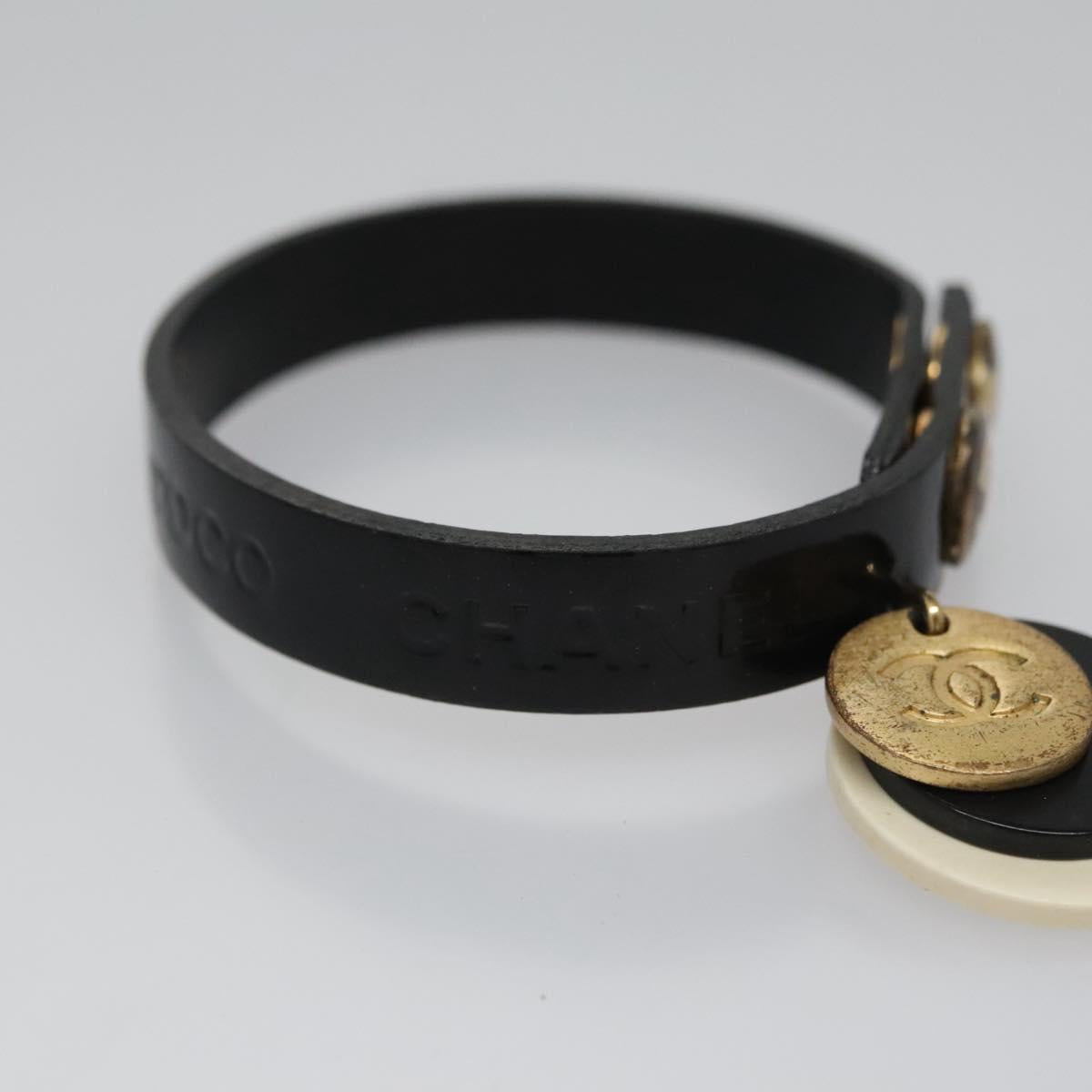 CHANEL Bracelet Leather Black Gold CC bs21865