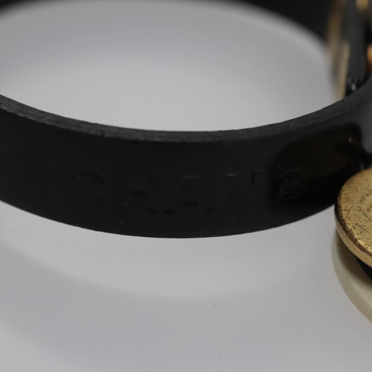 CHANEL Bracelet Leather Black Gold CC bs21865