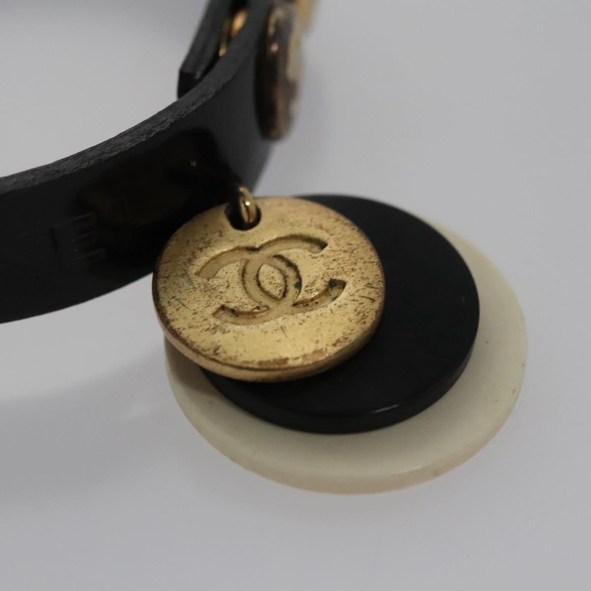 CHANEL Bracelet Leather Black Gold CC bs21865