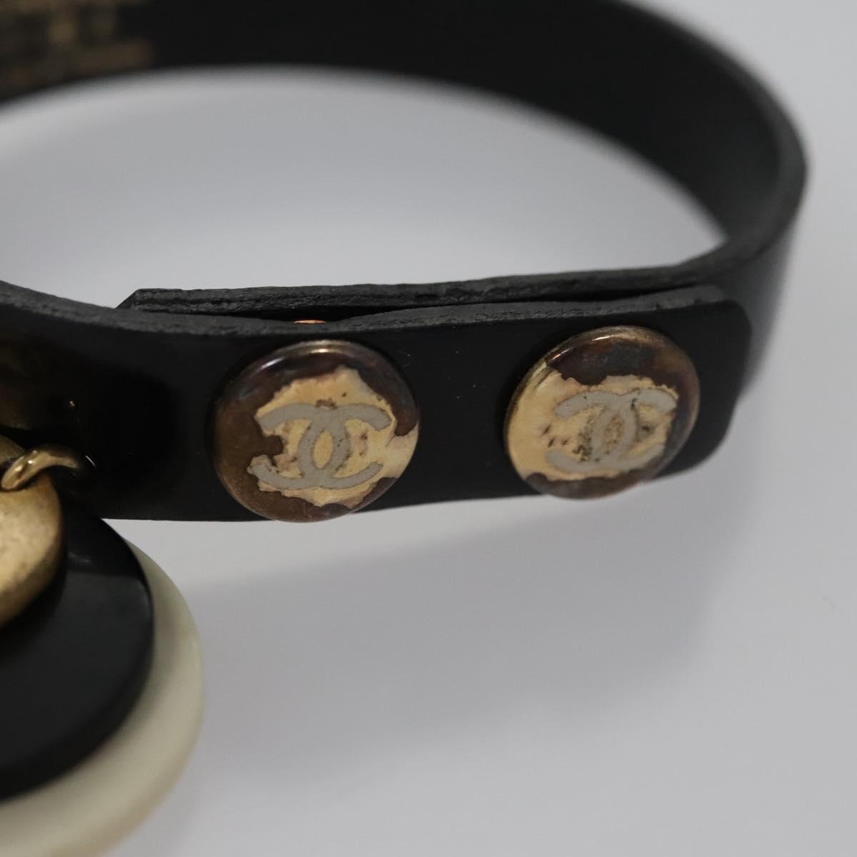 CHANEL Bracelet Leather Black Gold CC bs21865