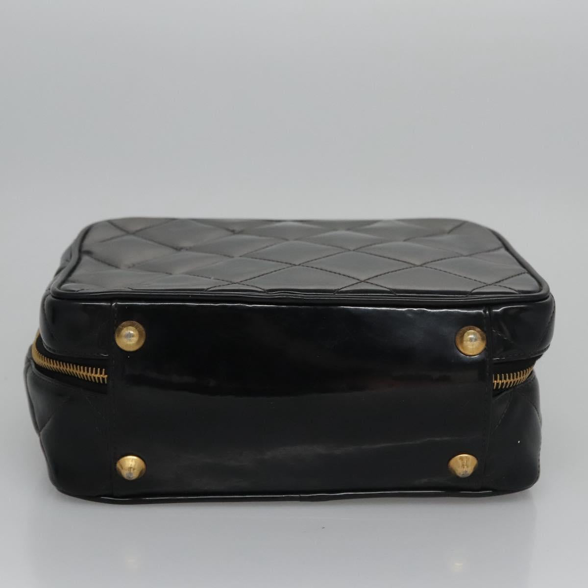 CHANEL Matelasse Hand Bag Patent leather Black Gold CC bs21938