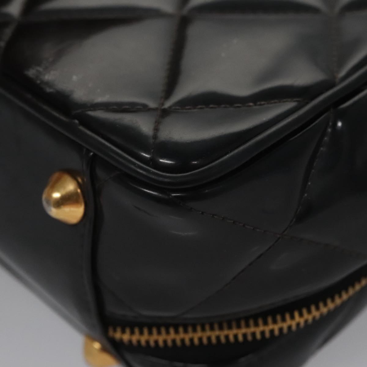 CHANEL Matelasse Hand Bag Patent leather Black Gold CC bs21938