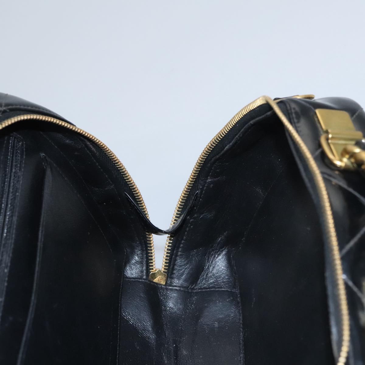 CHANEL Matelasse Hand Bag Patent leather Black Gold CC bs21938