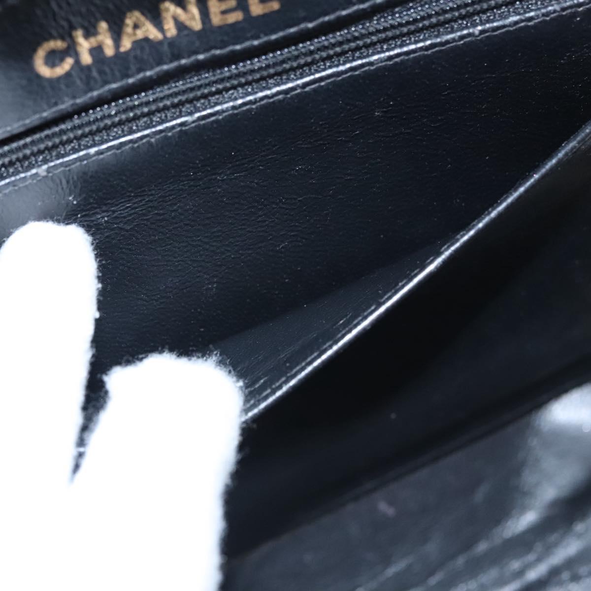 CHANEL Matelasse Hand Bag Patent leather Black Gold CC bs21938