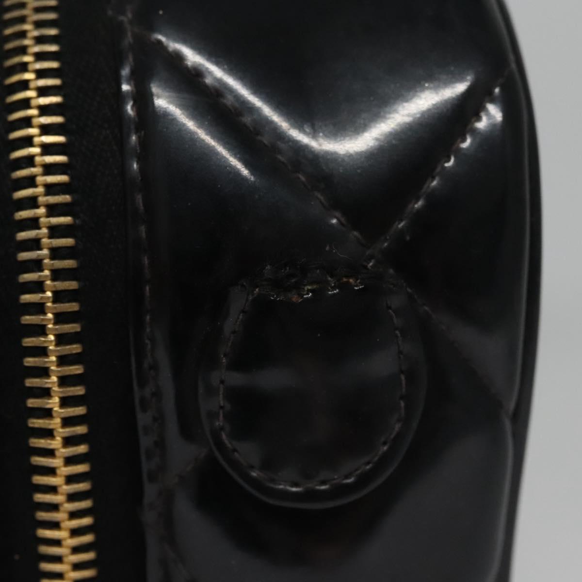 CHANEL Matelasse Hand Bag Patent leather Black Gold CC bs21938