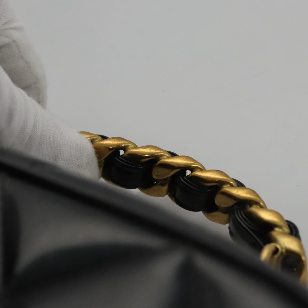 CHANEL Matelasse Hand Bag Patent leather Black Gold CC bs21938