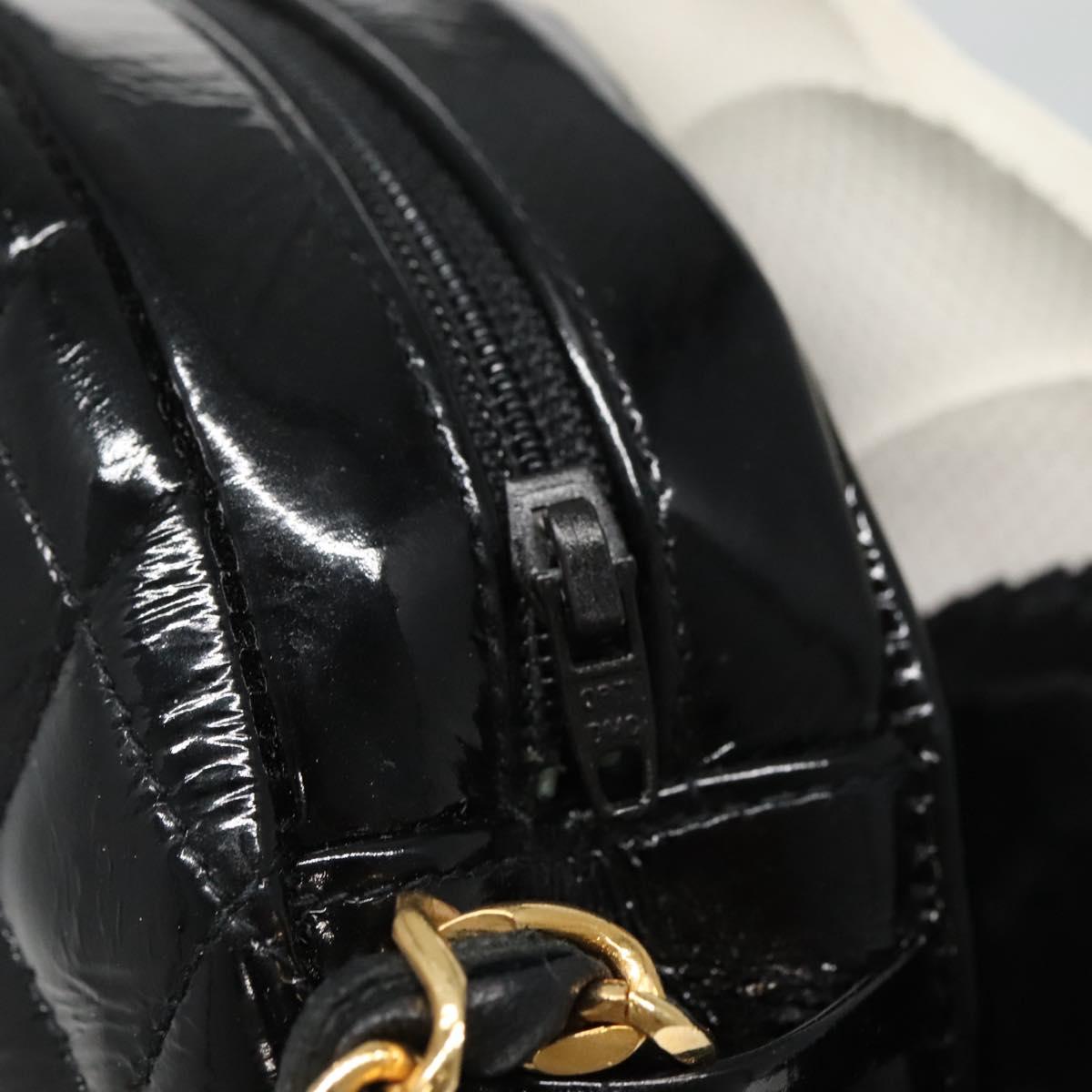 CHANEL Camelia Matelasse Chain Bag Enamel Black White gold CC bs22091