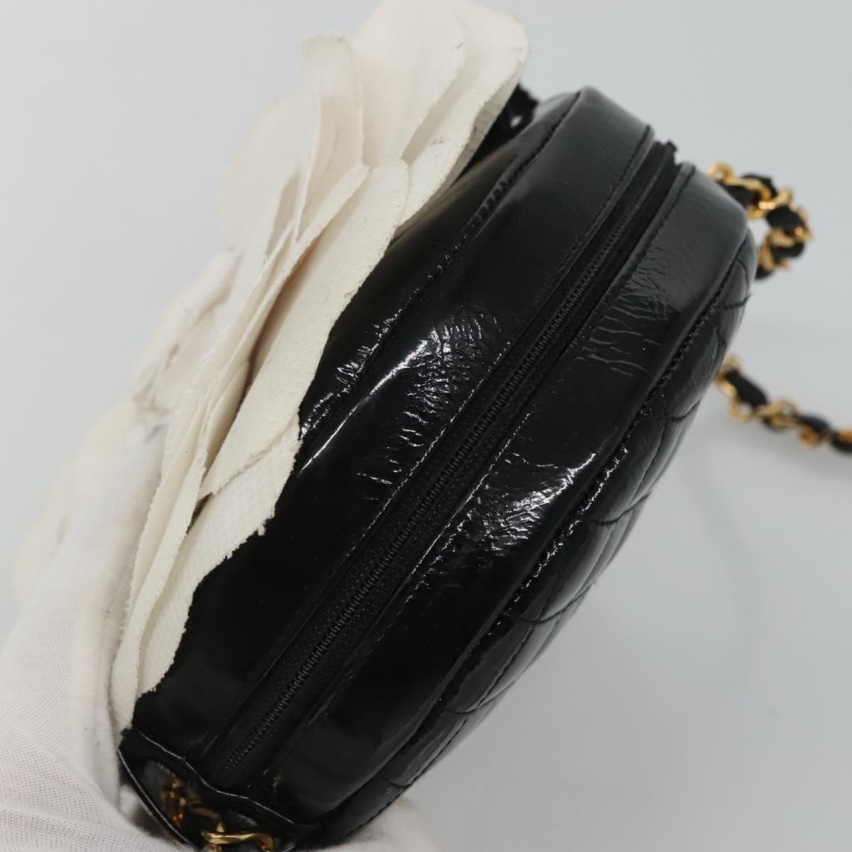 CHANEL Camelia Matelasse Chain Bag Enamel Black White gold CC bs22091