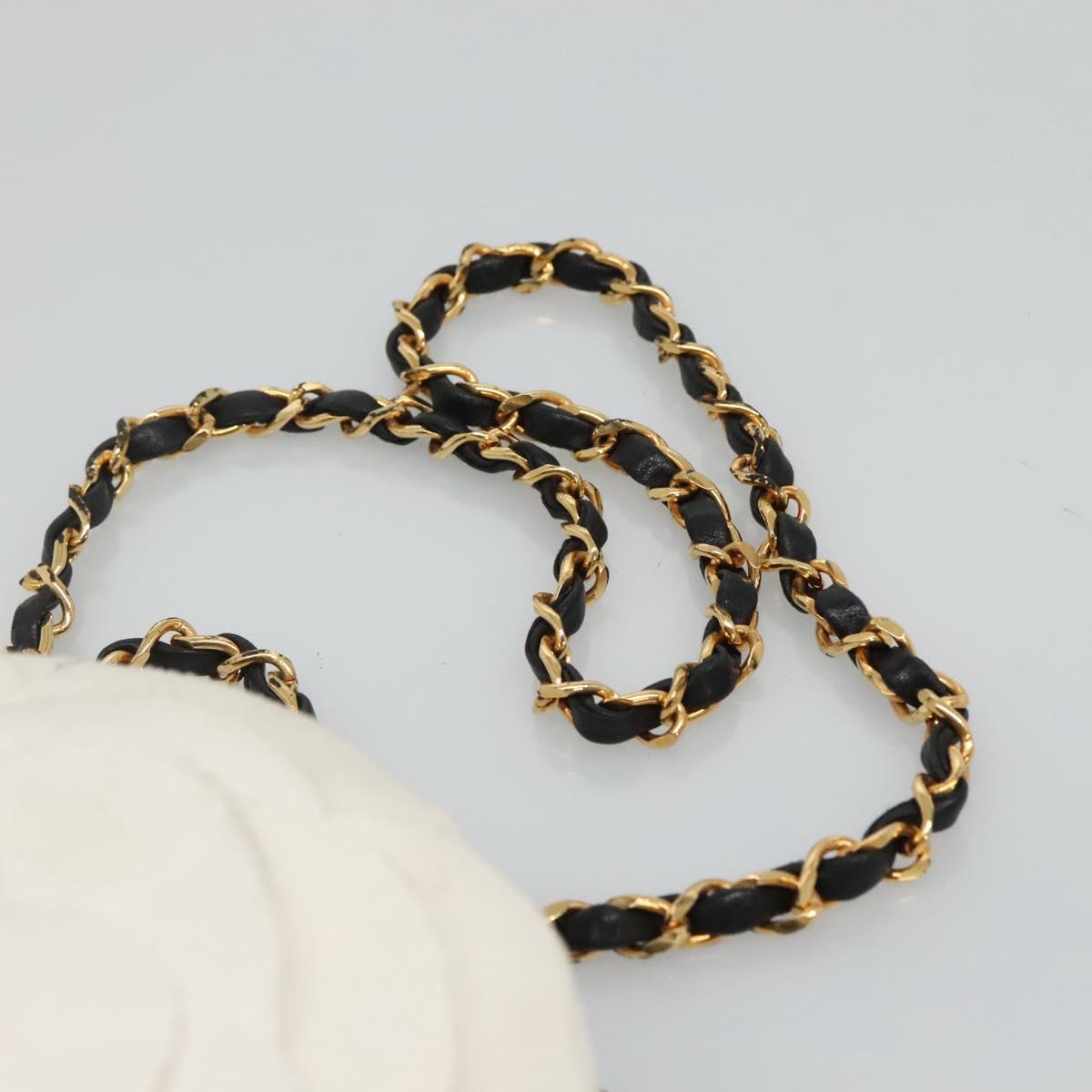 CHANEL Camelia Matelasse Chain Bag Enamel Black White gold CC bs22091