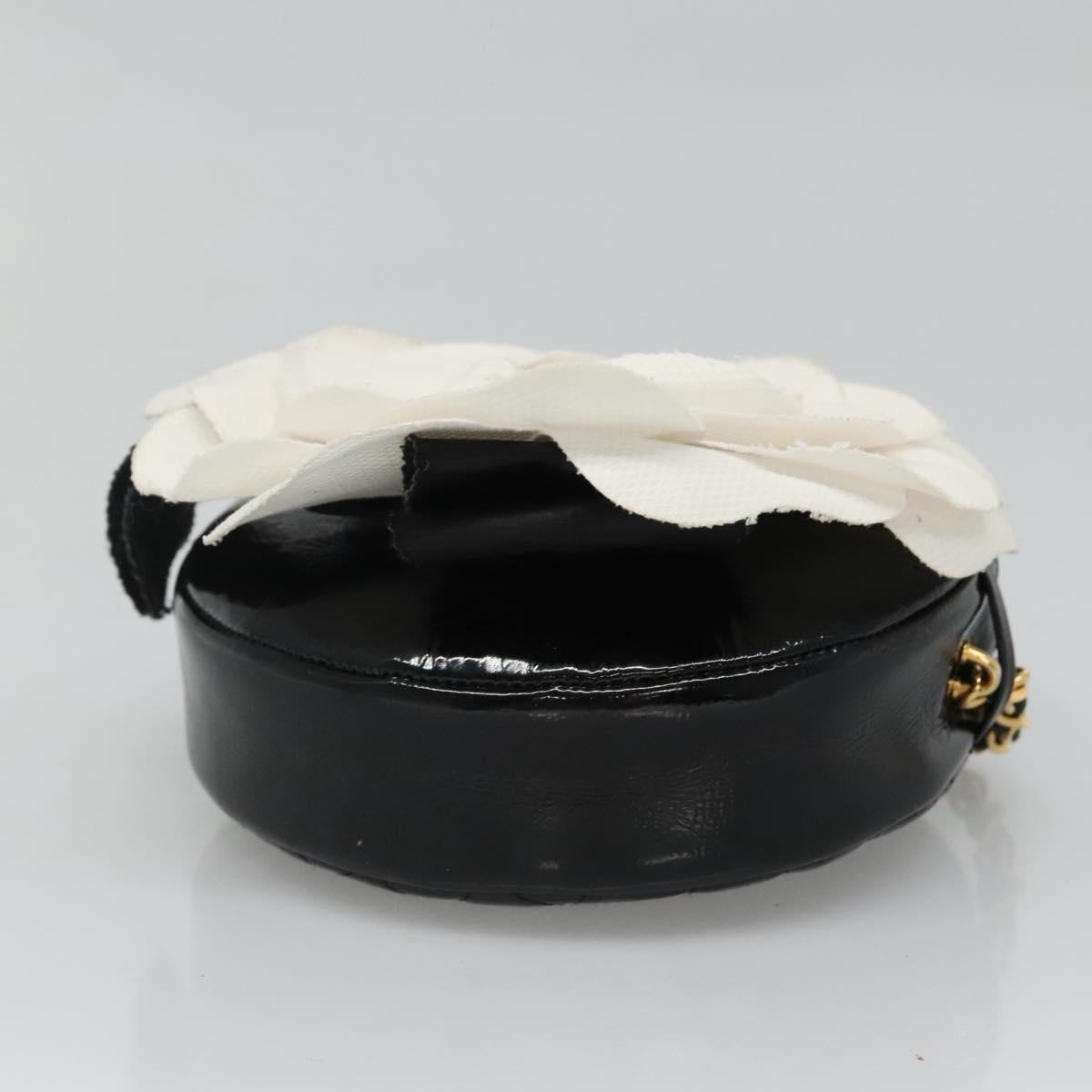 CHANEL Camelia Matelasse Chain Bag Enamel Black White gold CC bs22091